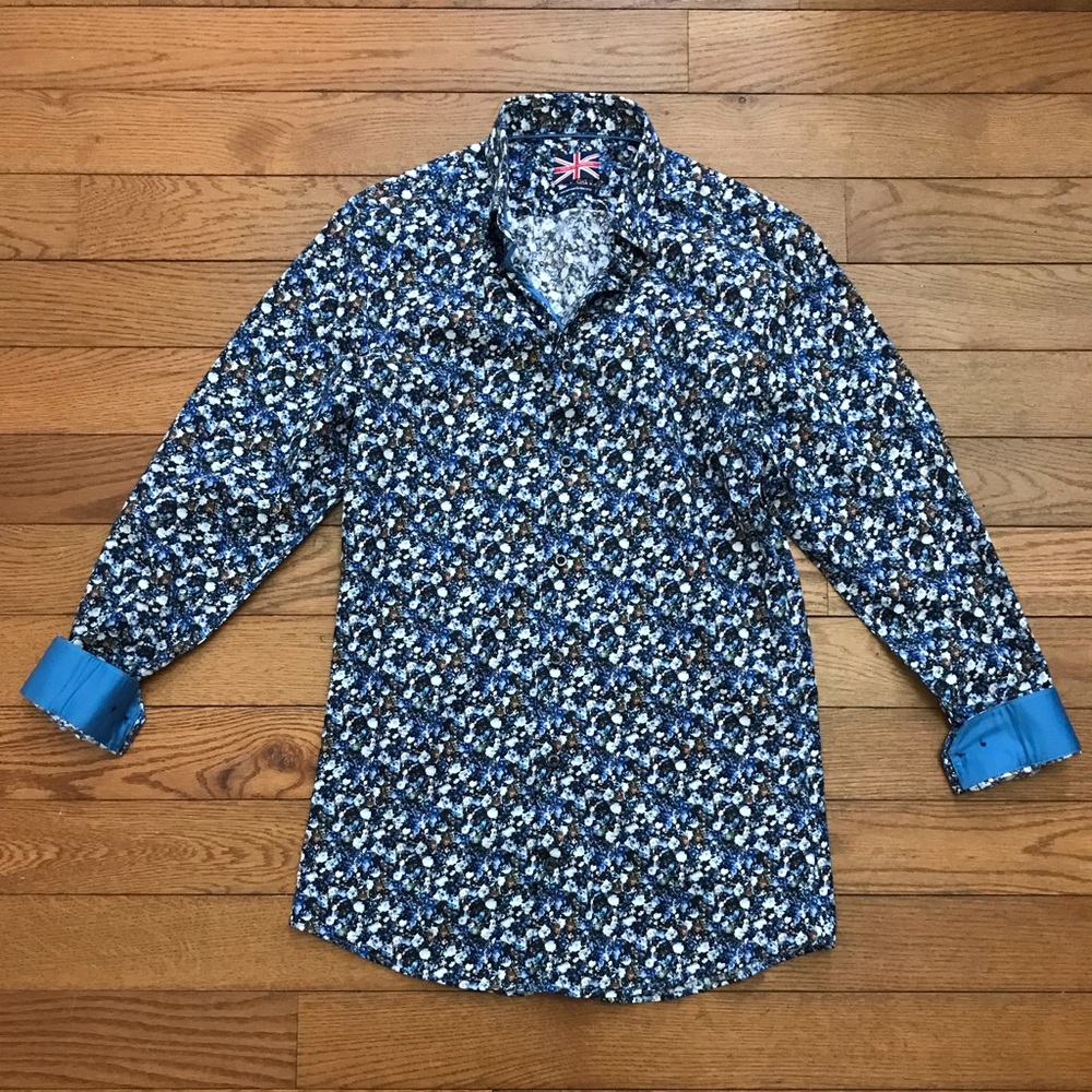 Soul Of London Button Down Shirt Mens Size 15 Small Business Floral Printed